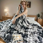 Bubble Fleece Blanket for Couch, Faux Rabbit Fur Throw Blanket, Soft Cozy Fluffy Decorative Blankets for Bed, Sofa