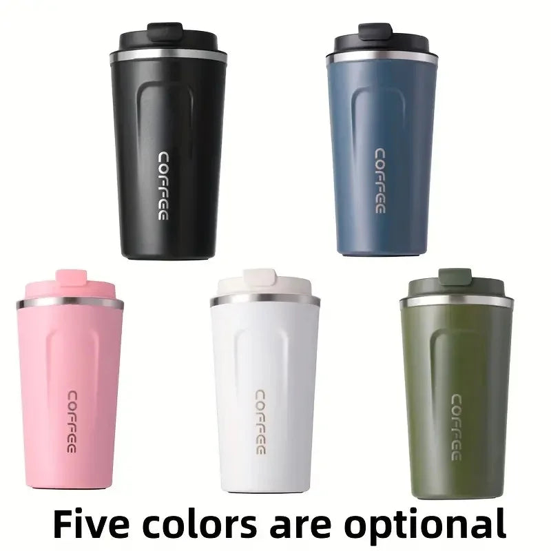 Coffee travel cup, leak proof stainless steel reusable thermos, matte surface - long-lasting thermal insulation