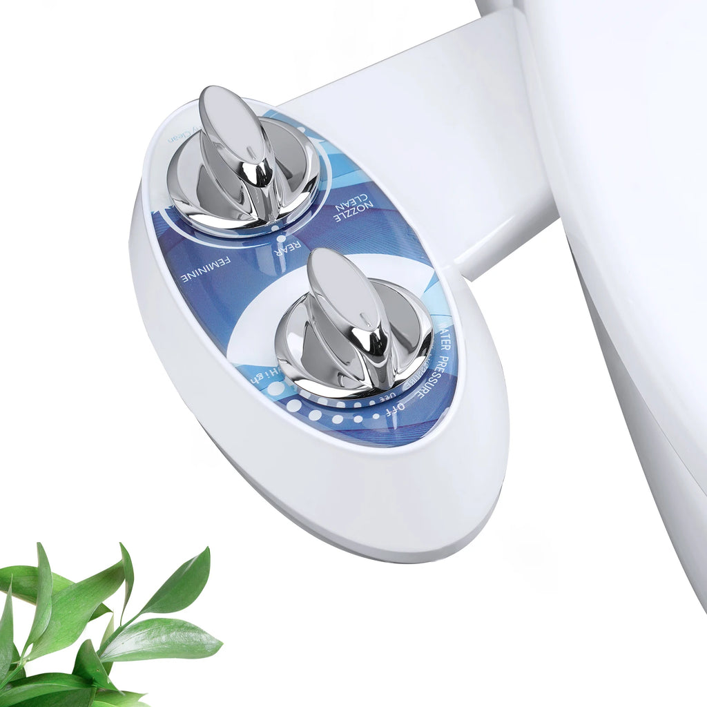 Dual Nozzle Bidet Attachment For Toilet - Non-electric Cleaning Feminine And Rear Wash Water Pressure Control Sprayer Cold Water