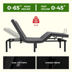 JHK Electric Queen Size Bed Ergonomic Adjustable Bed Frame with Wireless Remote Zero Gravity Bed with 2 USB Ports For Bed Room