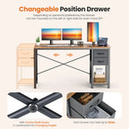 47IN Computer Desk with 2 Drawers For Study Office Gaming Wood Table with Adjustable Position Drawers Modern Work Table