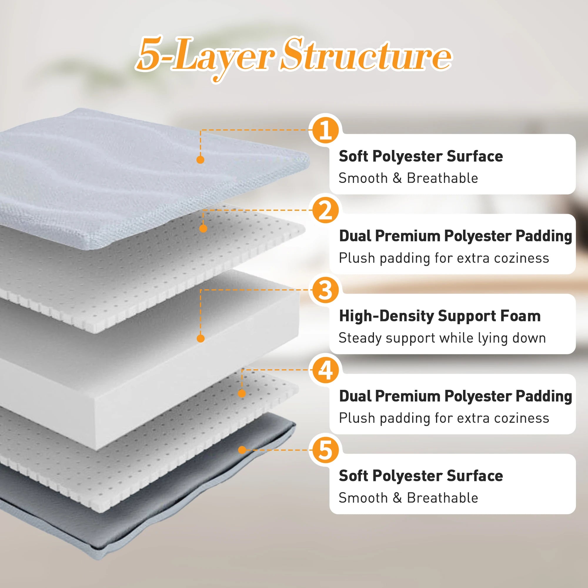 4 Inch Foldable Mattress Twin/Full/Queen - Soft Japanese Futon Floor Bed, Portable Roll Up Mattress with Washable Cover