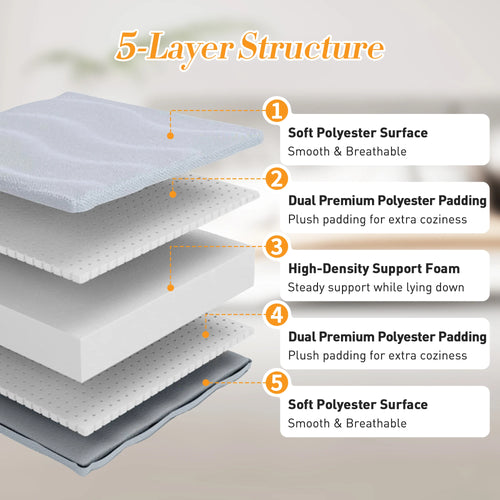 4 Inch Foldable Mattress Twin/Full/Queen - Soft Japanese Futon Floor Bed, Portable Roll Up Mattress with Washable Cover