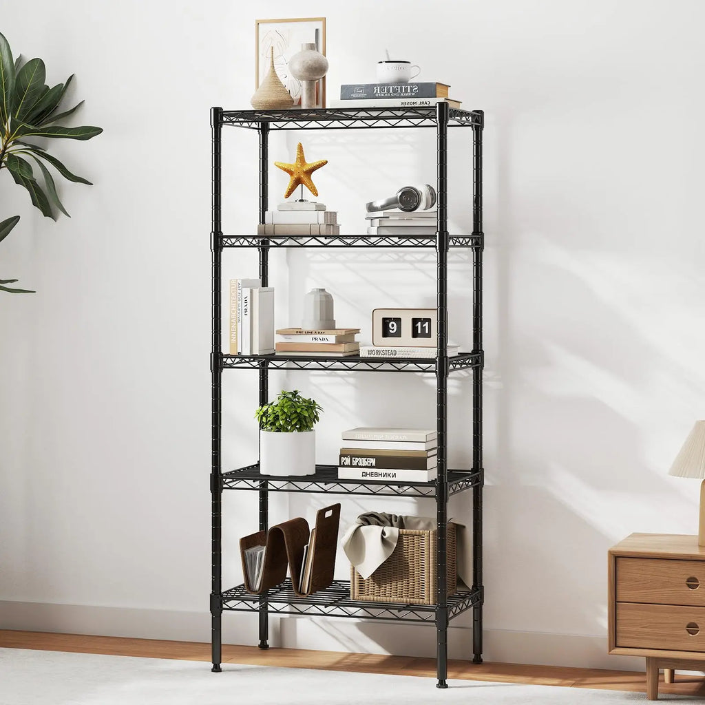 3-5 Tier Metal Wire Storage Shelves Adjustable Storage Racks Heavy Duty Standing Shelf Organizer for Living Room and Kitchen