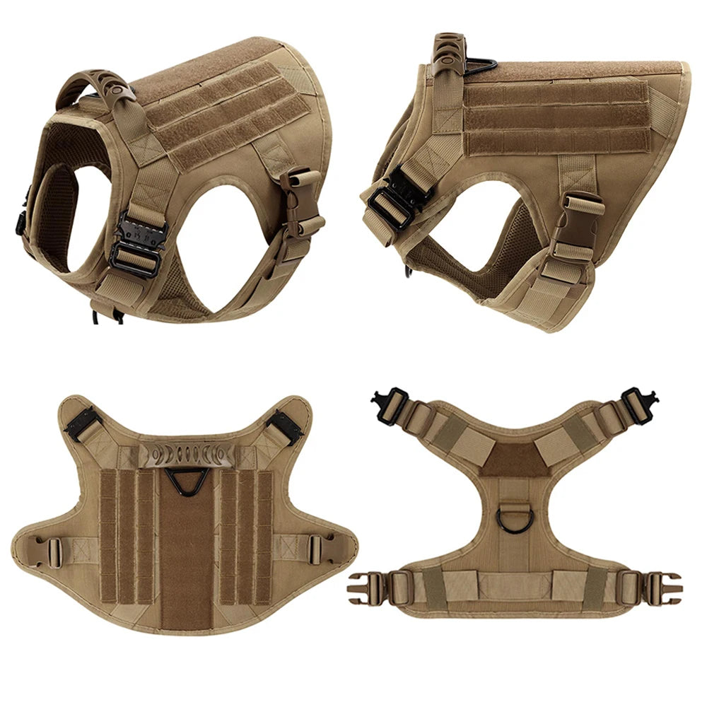 Heavy-Duty Tactical No-Pull Harness with Quick Release Buckles, Front and Back D-Rings with Optional Accessories