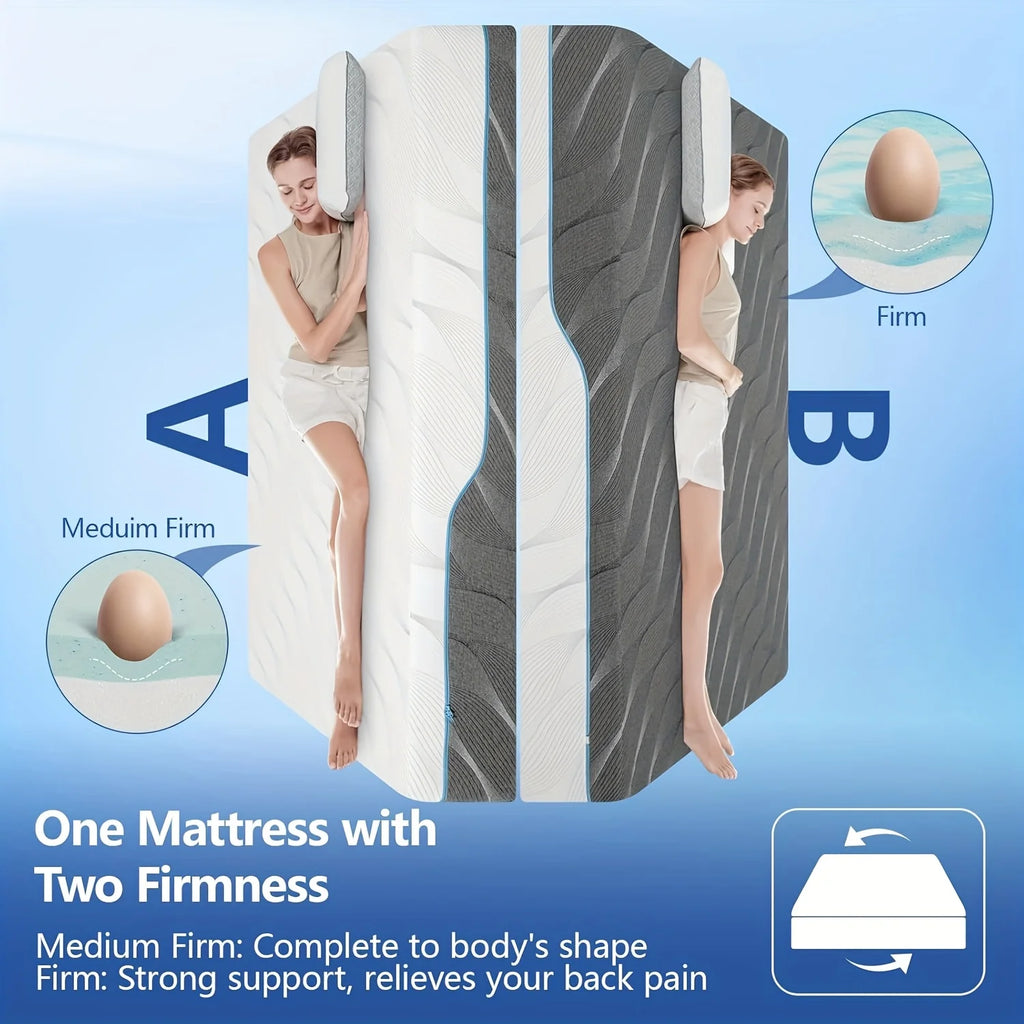 Hcore Queen Size Mattress, 8/10 Inch Medium Firm - Extra Firm Dual Sides Flippable Mattress