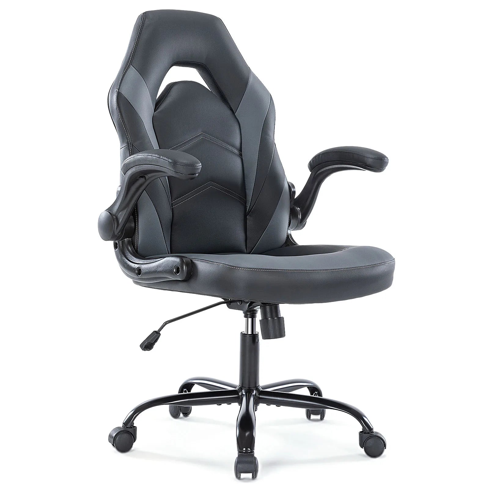 Ergonomic Office Computer Home Gaming Desk Chair Adjustable PU Leather Racing Chair Flip-up Armrest