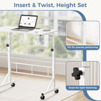 Adjustable Height Mobile Desk with Locking Wheels & Pin-Lock Portable Heavy-Duty Computer Desk Laptop Workstation for Walking Pad Treadmill Home Office