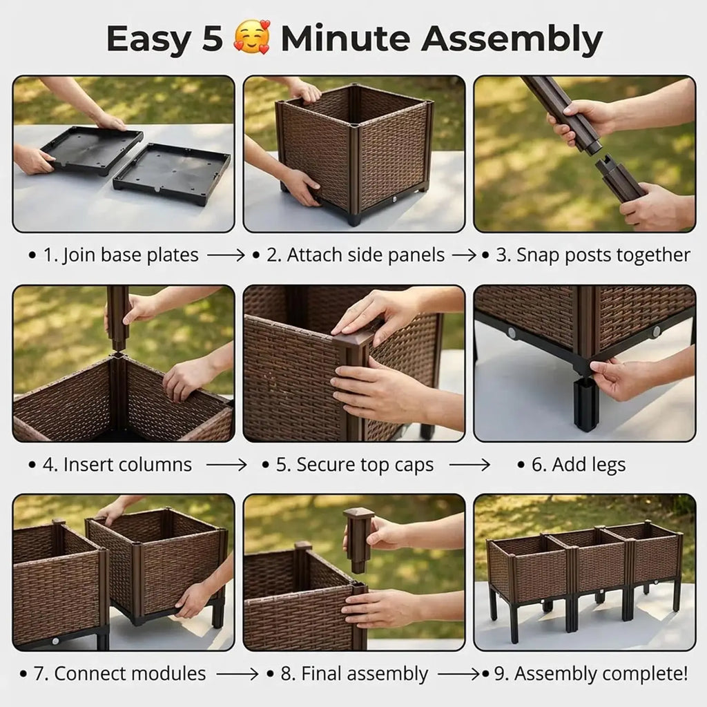 2 Garden/Balcony/Outdoor Patio Planting Box with Bracket Vegetable Flower Planting Raised Container Home Courtyard Plant Planter