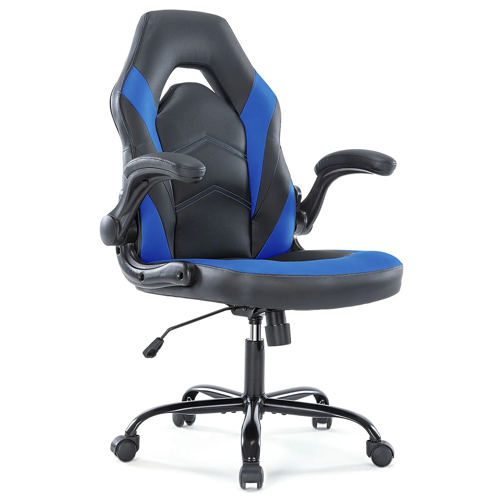 Ergonomic Office Computer Home Gaming Desk Chair Adjustable PU Leather Racing Chair Flip-up Armrest