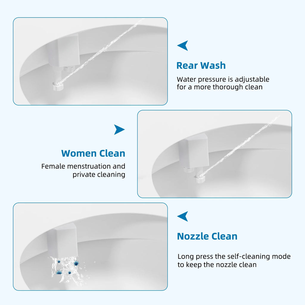 Dual Nozzle Bidet Attachment For Toilet - Non-electric Cleaning Feminine And Rear Wash Water Pressure Control Sprayer Cold Water