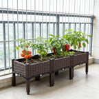 3pcs Vegetable Flower Raised Garden Container with Legs Elevated Planter Boxe withDrain Outlet for Indoor/Outdoor/Garden/Balcony