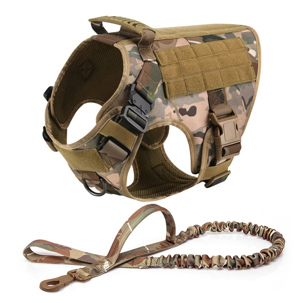 Heavy-Duty Tactical No-Pull Harness with Quick Release Buckles, Front and Back D-Rings with Optional Accessories
