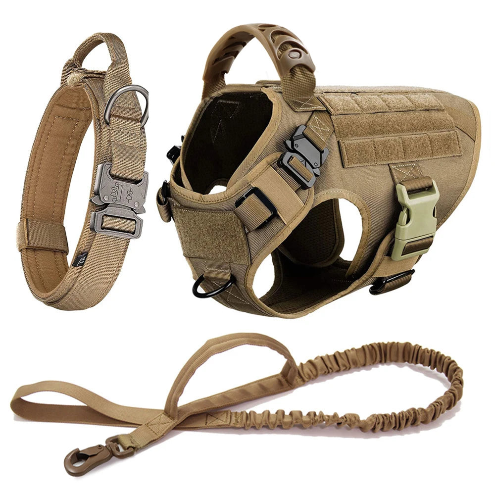 Heavy-Duty Tactical No-Pull Harness with Quick Release Buckles, Front and Back D-Rings with Optional Accessories