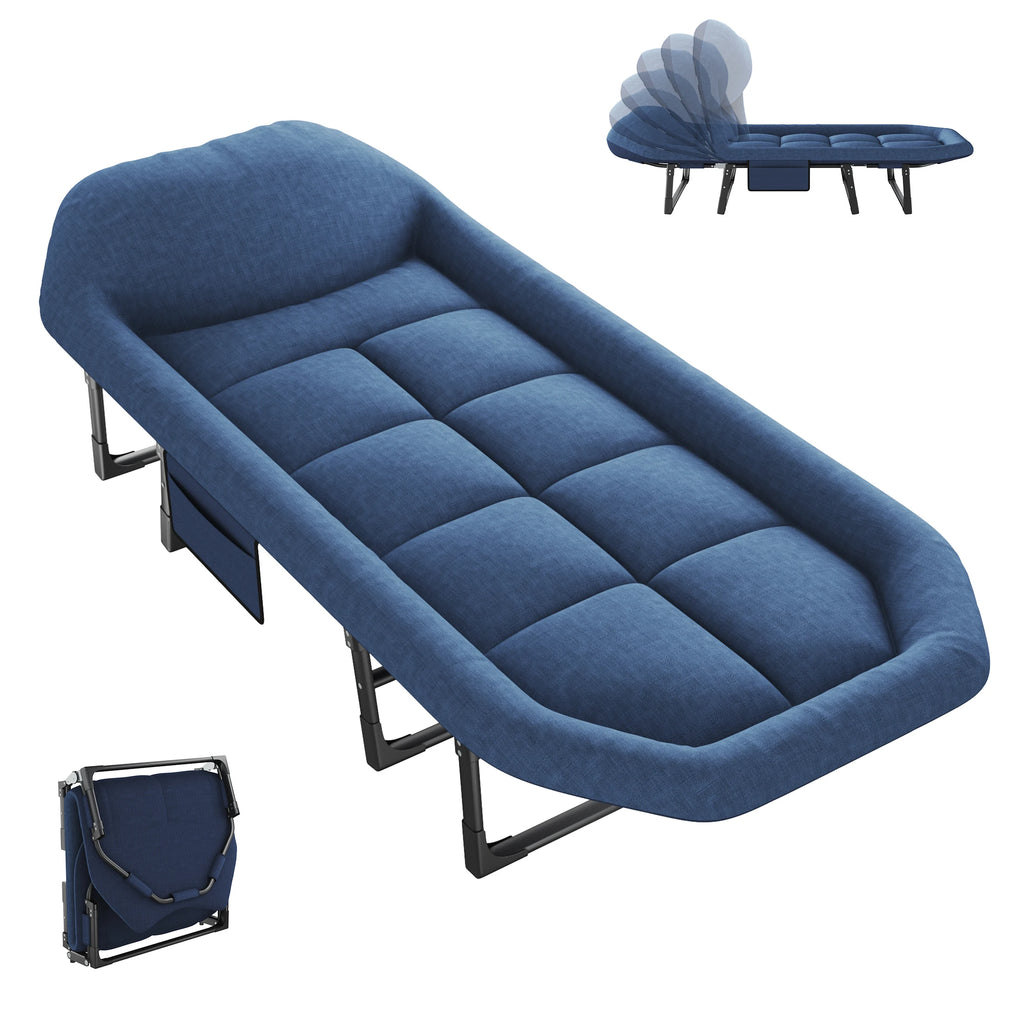 Adjustable Folding Camping Bed with Mattress  Lightweight Camping Cot with Carry Bag 6 Angle Foldable Camping Bed for Camp Outdoor Supports 450 lbs