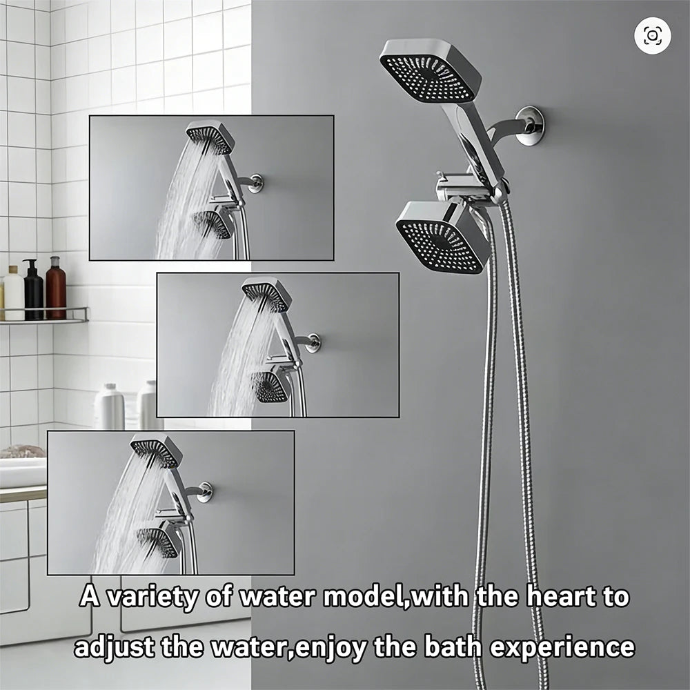 A High-Flow Large Nozzle and Handheld Shower Head, Two-In-One Shower Set, Shower Long Hose, Three-Way Water Distributor Bathroom