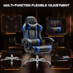 Ergonomic Racing Gaming Chair Adjustable Swivel PU Leather with Headrest and Lumbar Support For Office Computer Living Room