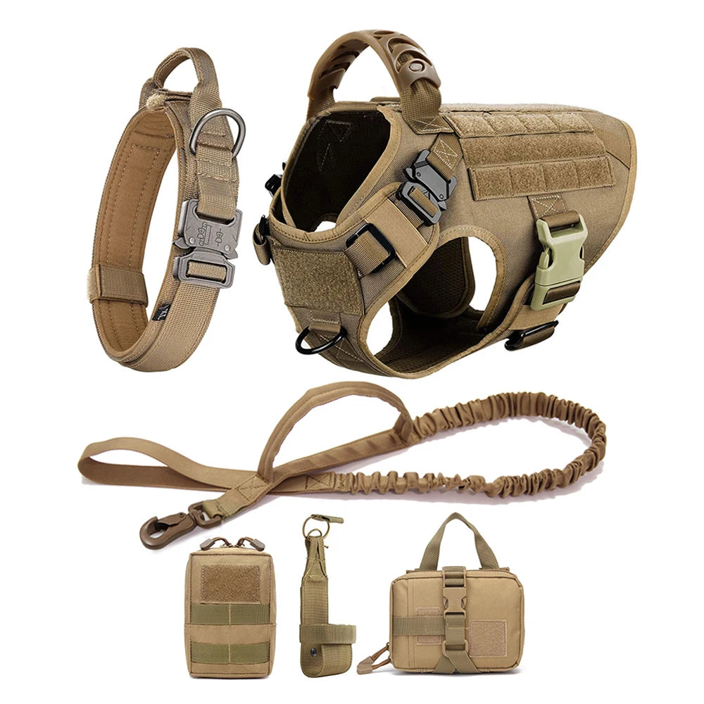 Heavy-Duty Tactical No-Pull Harness with Quick Release Buckles, Front and Back D-Rings with Optional Accessories