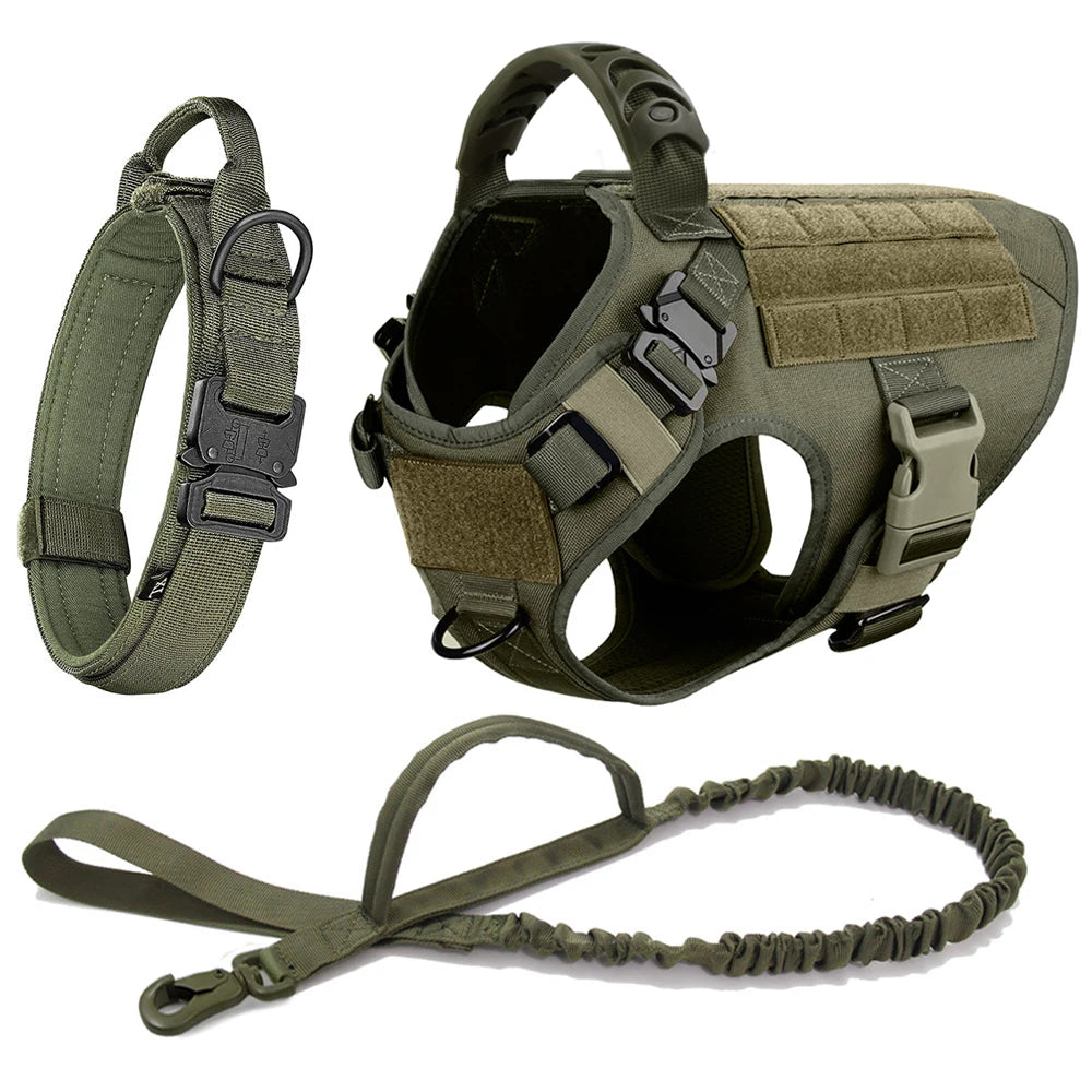 Heavy-Duty Tactical No-Pull Harness with Quick Release Buckles, Front and Back D-Rings with Optional Accessories