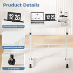 Adjustable Height Mobile Desk with Locking Wheels & Pin-Lock Portable Heavy-Duty Computer Desk Laptop Workstation for Walking Pad Treadmill Home Office