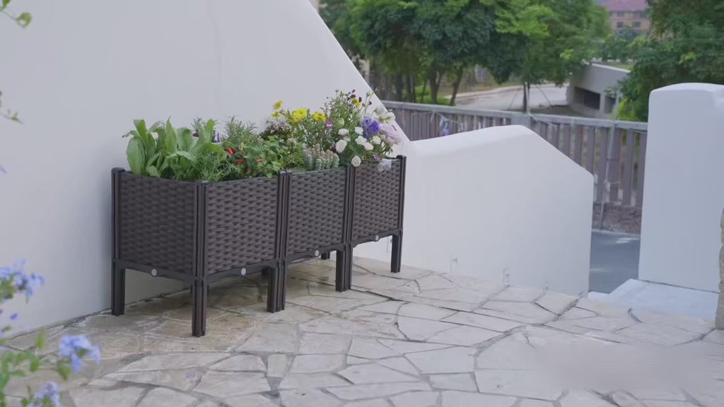 2 Garden/Balcony/Outdoor Patio Planting Box with Bracket Vegetable Flower Planting Raised Container Home Courtyard Plant Planter