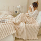 Luxurious Super Soft Faux Rabbit Fur Blanket - Warm & Cozy Throw for Couch, Bed & Travel - Versatile All-Season Gift