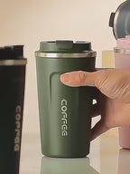 Coffee travel cup, leak proof stainless steel reusable thermos, matte surface - long-lasting thermal insulation